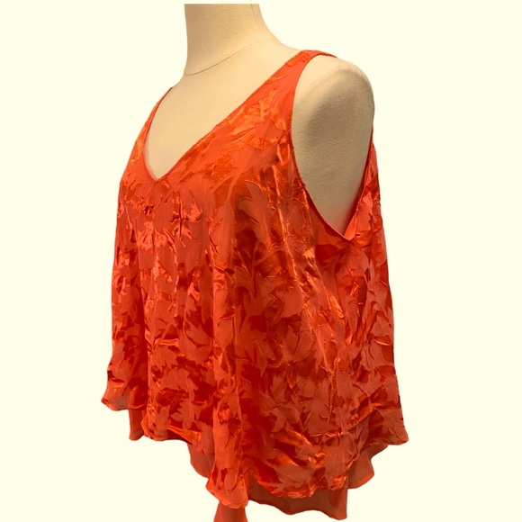 Lane Bryant Coral Sheer and Floral Satin Double Layered Tank Top Size 26 NWT - Picture 2 of 11